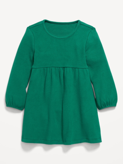 Long-Sleeve Waffle-Knit Dress for Toddler Girls - Botanica