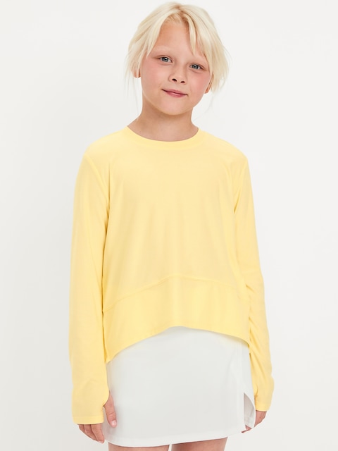 CloudMotion Long-Sleeve Performance T-Shirt for Girls - Honeydew