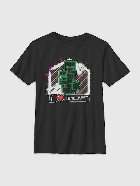 Minecraft Zombie Beware Jockey Graphic T-Shirt For Kids - Black