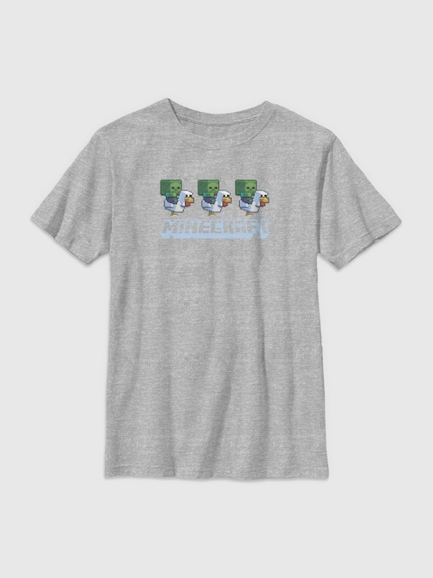 Minecraft Mini Chicken Jockey Graphic T-Shirt For Kids - Sport Grey