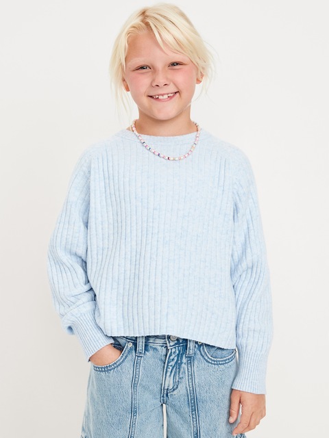 SoSoft Long-Sleeve Ribbed Sweater for Girls - Iced Water
