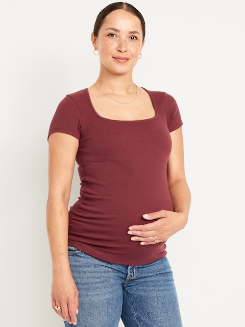 Maternity Trapeze-Neck T-Shirt - Clove