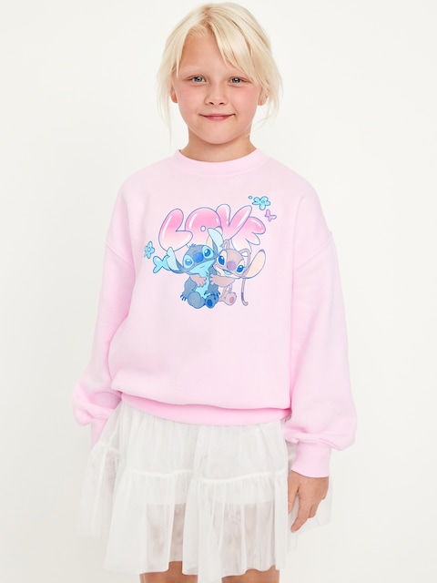 Disney© Lilo & Stitch Oversized Graphic Tunic Sweatshirt for Girls - Oleander