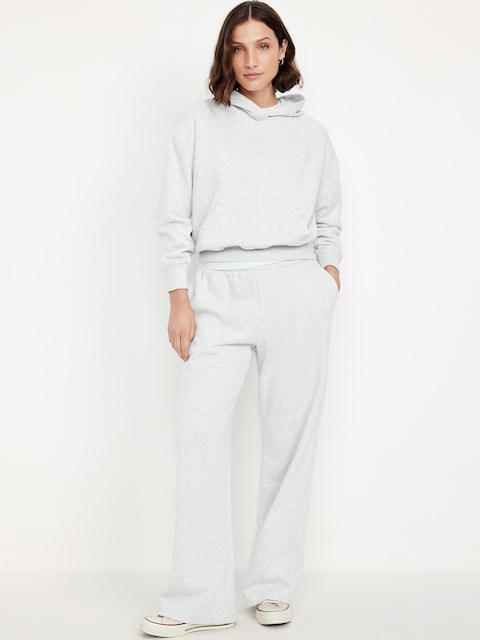 High-Waisted SoComfy Wide-Leg Sweatpants - Light Heather Gray