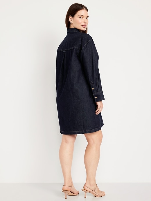 Image number 7 showing, Long-Sleeve Denim Mini Shirt Dress