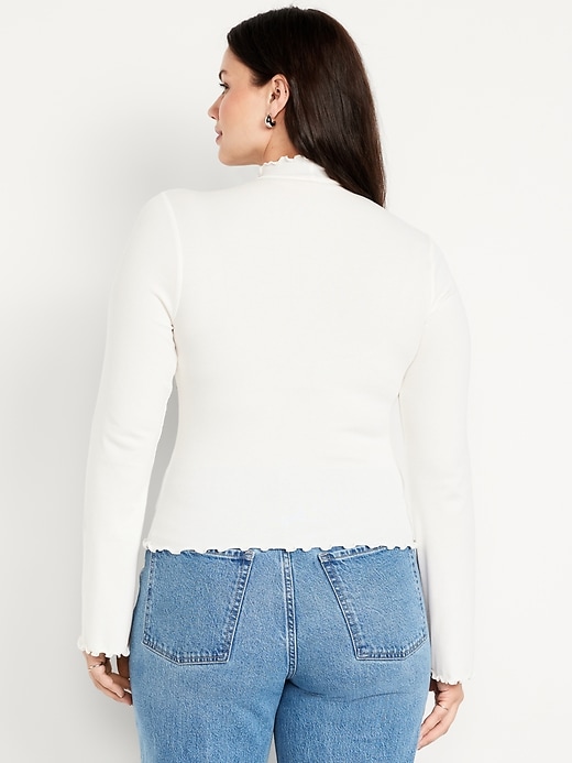 Image number 5 showing, Mock-Neck Lettuce-Edge Rib Top