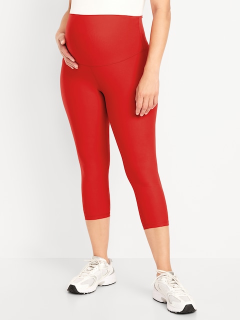 Maternity Full-Panel PowerSoft Crop Leggings - Sanguine