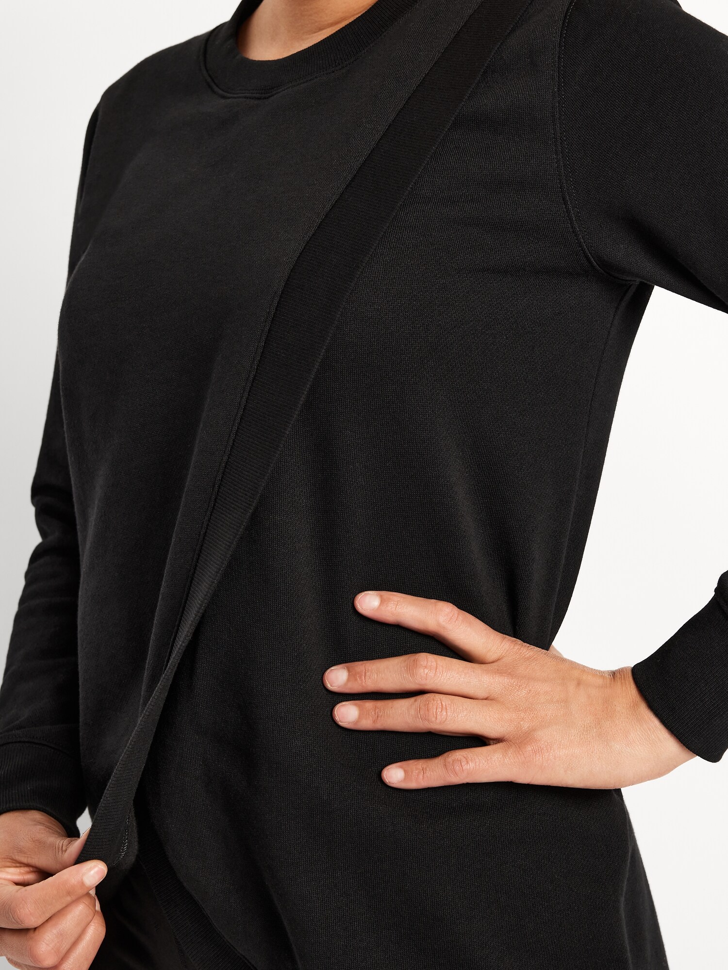 Женский свитшот Old Navy Maternity SoComfy Crossover Nursing Tunic, цвет: Чёрный — фото 5