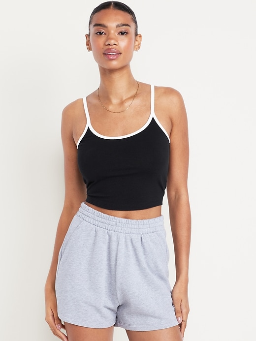 Image number 1 showing, Tipped Jersey Cropped Cami Top