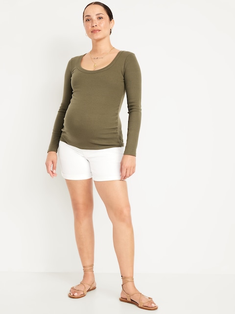 Maternity Full-Panel WOW OG Short -- 5-inch inseam - White Lilies