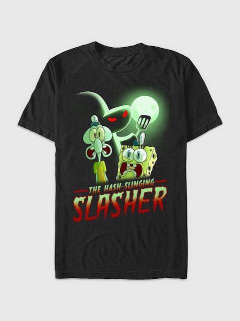 Spongebob Hash Slinging Tee Graphic T-Shirt - Black