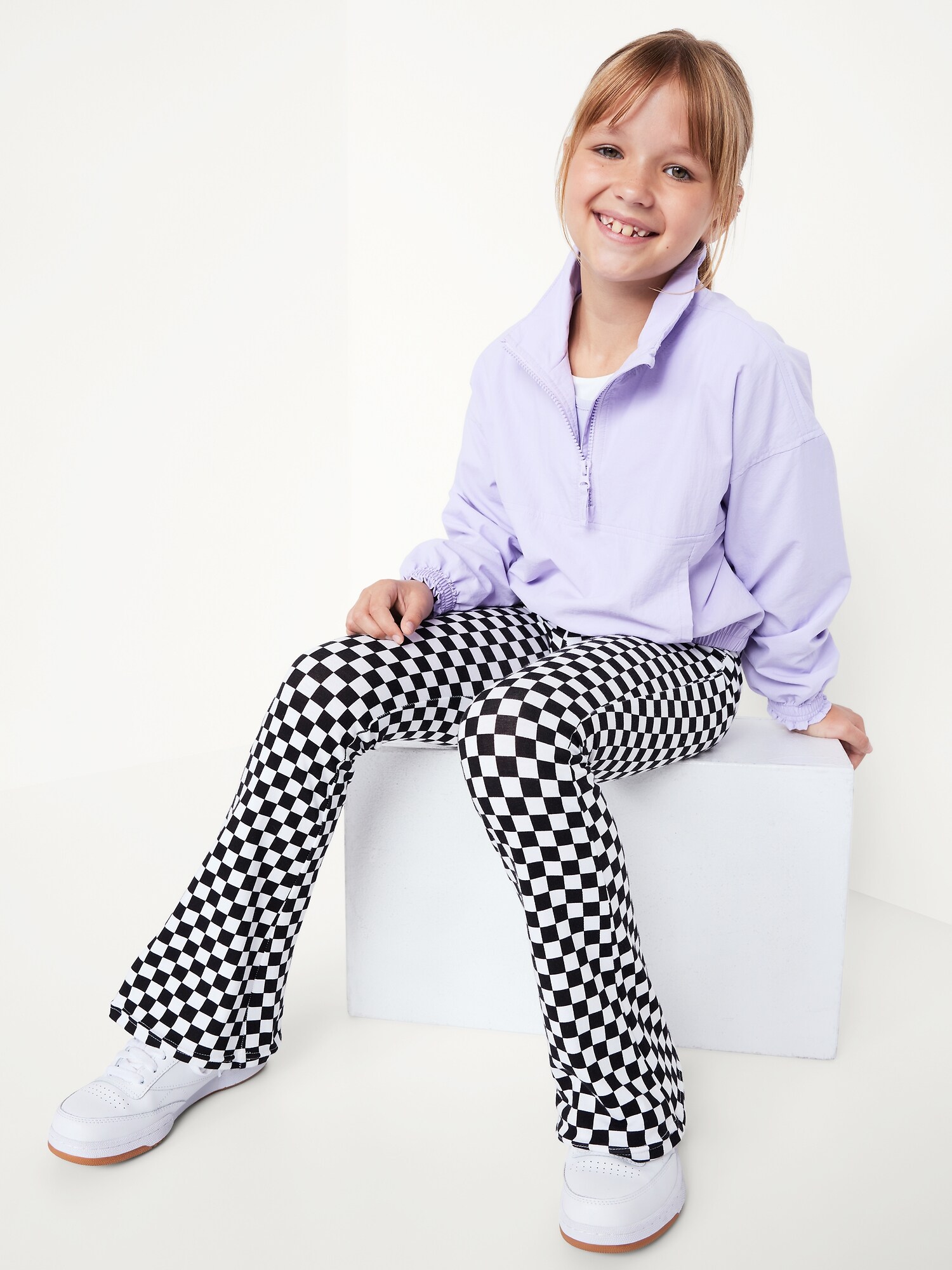 Леггинсы Old Navy Full-Length Flared Leggings для девочек, цвет: Чёрный клетчатый — фото 3
