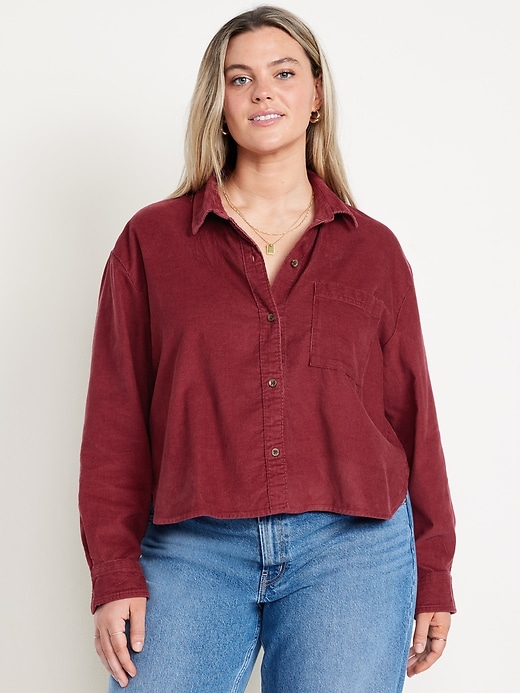 Image number 7 showing, Cropped Button-Down Corduroy Shirt