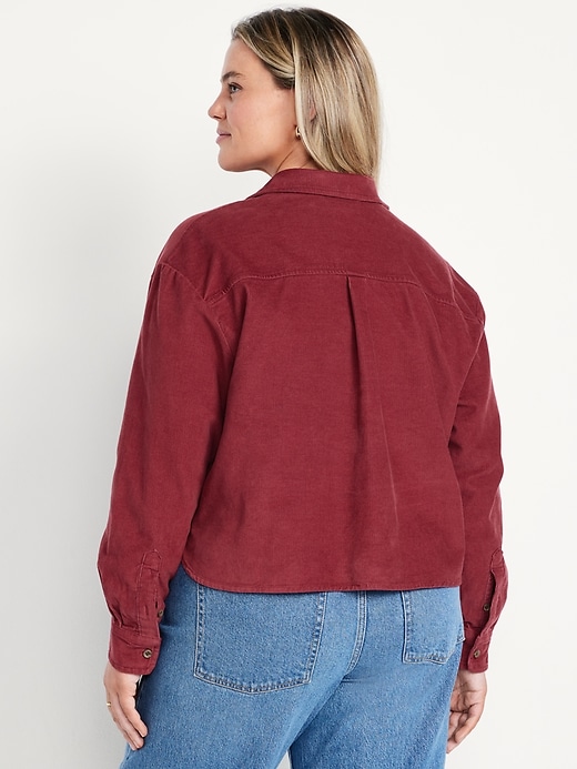 Image number 8 showing, Cropped Button-Down Corduroy Shirt