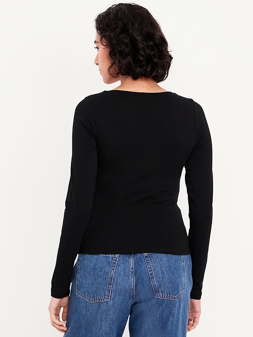 Image number 2 showing, Fitted Double-Layer Scoop-Neck Top
