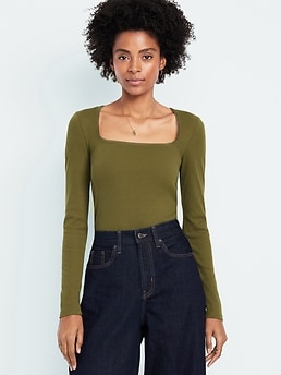 Long-Sleeve Square-Neck Top - image 3