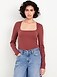 Long-Sleeve Square-Neck Top - image 5