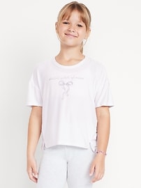 Image number 1 showing, CloudMotion Cropped Graphic Performance T-Shirt for Girls