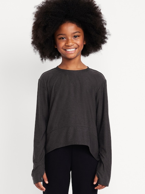 CloudMotion Long-Sleeve Performance T-Shirt for Girls - Black Jack