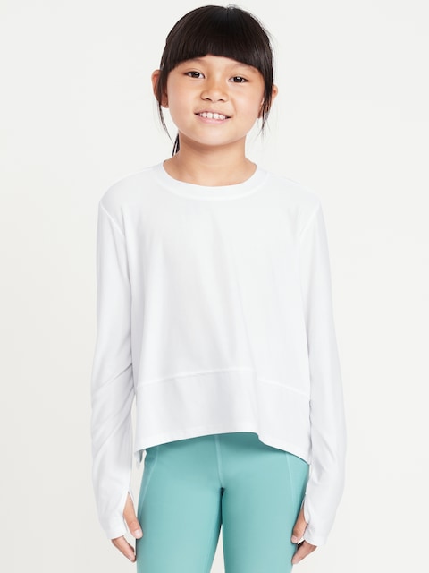 CloudMotion Long-Sleeve Performance T-Shirt for Girls - Calla Lily White