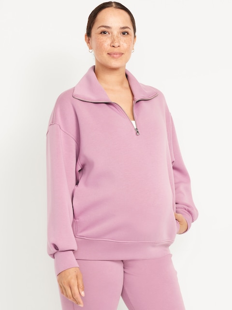 Maternity Bounce Fleece Half-Zip Pullover - Dusk Bloom