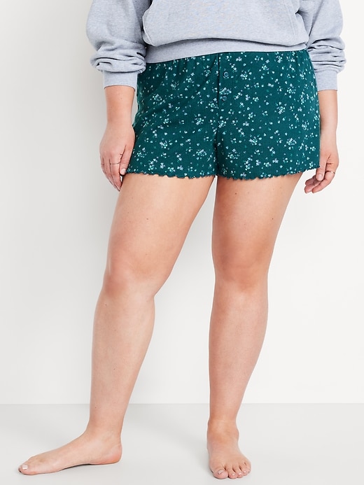Image number 7 showing, High-Waisted Cozy Rib Pajama Shorts