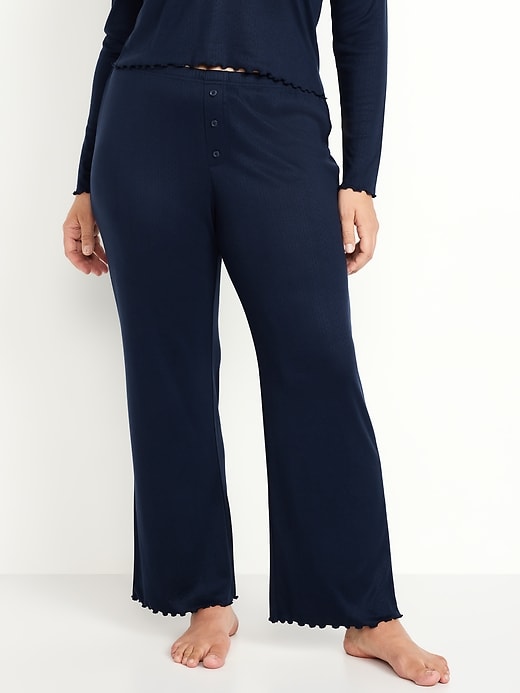 Image number 5 showing, High-Waisted Cozy Rib Pajama Pants