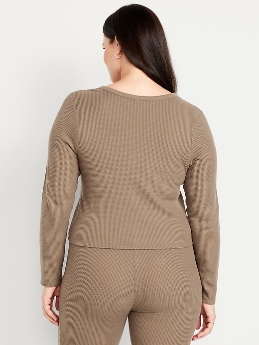 Image number 5 showing, Button-Down Waffle-Knit Sleep Top