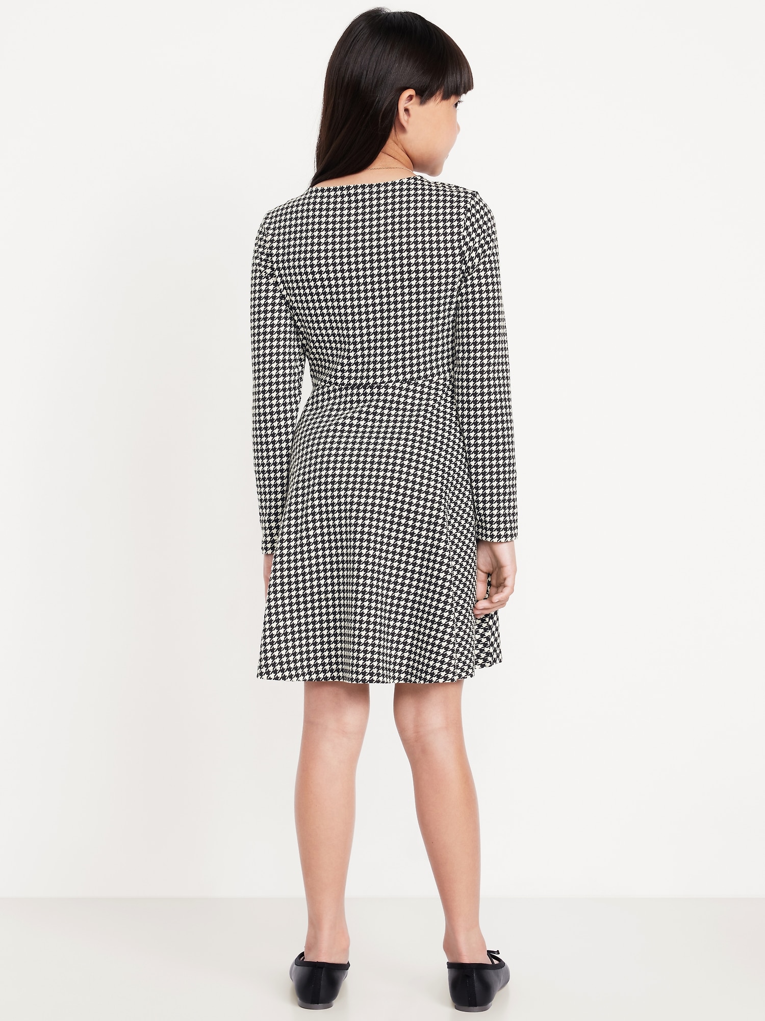 Printed Long-Sleeve Fit and Flare Dress for Girls