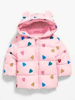 Water-Resistant Hooded Critter Puffer Jacket for Baby