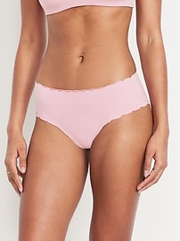 Image number 1 showing, Low-Rise No-Show Scalloped Hipster Underwear