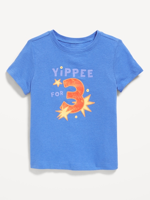 Short-Sleeve Unisex Birthday Graphic T-Shirt for Toddler - Cornflower Blue