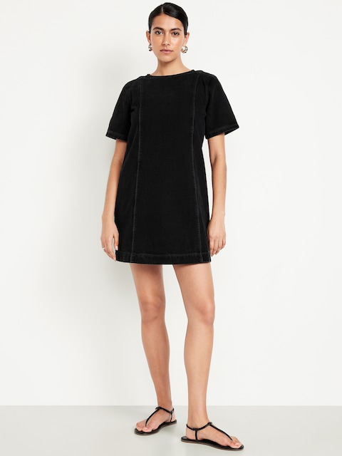 Denim Mini Dress - Black Wash