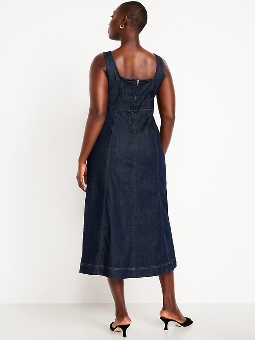 Image number 4 showing, Fit & Flare Sleeveless Denim Midi Dress
