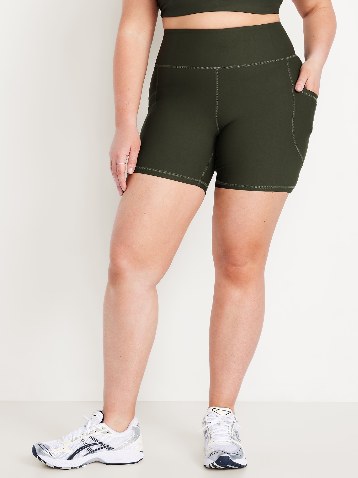 High-Waisted PowerSoft Pocket Biker Shorts - 6-inch inseam