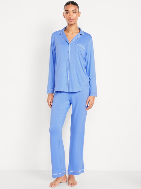 Sunday Sleep Knit Jersey Pant Set - Lighthouse