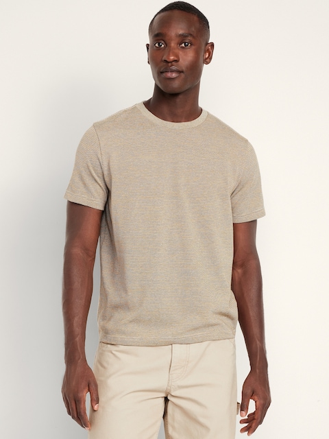 Crew-Neck Striped T-Shirt - Khaki Tweed