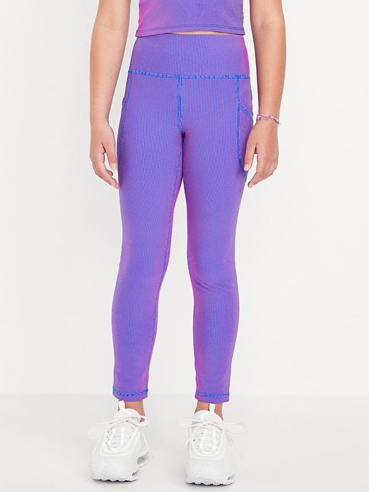 Image number 3 showing, High-Waisted PowerSoft Ribbed Performance 7/8 Leggings for Girls