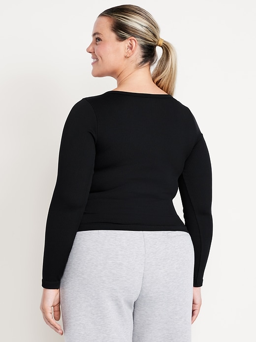 Image number 8 showing, Exhale Seamless Cropped Henley Top