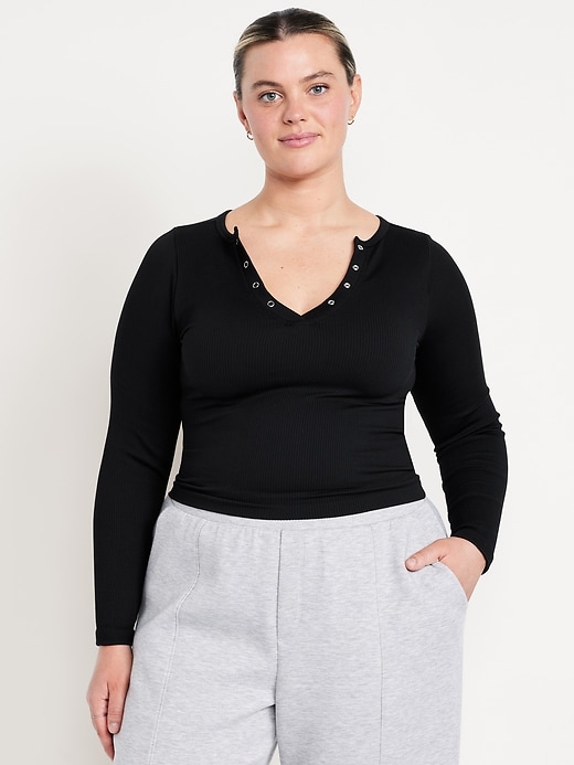 Image number 7 showing, Exhale Seamless Cropped Henley Top