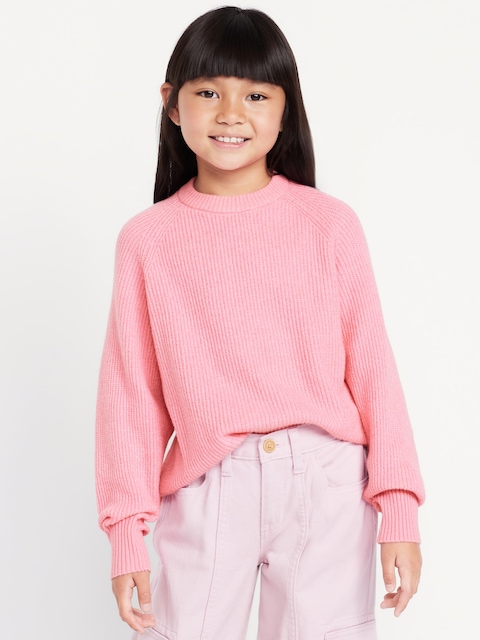 SoSoft Long-Sleeve Ribbed Sweater for Girls - Guava Heart