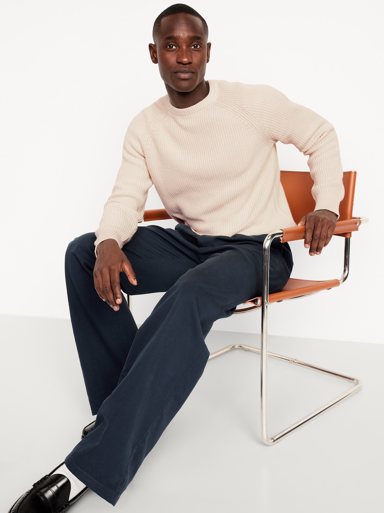 Crew-Neck Shaker-Stitch Sweater