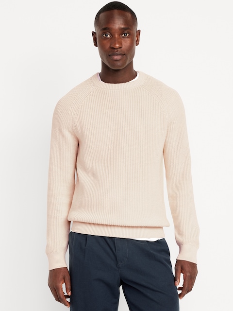 Crew-Neck Shaker-Stitch Sweater - Cream