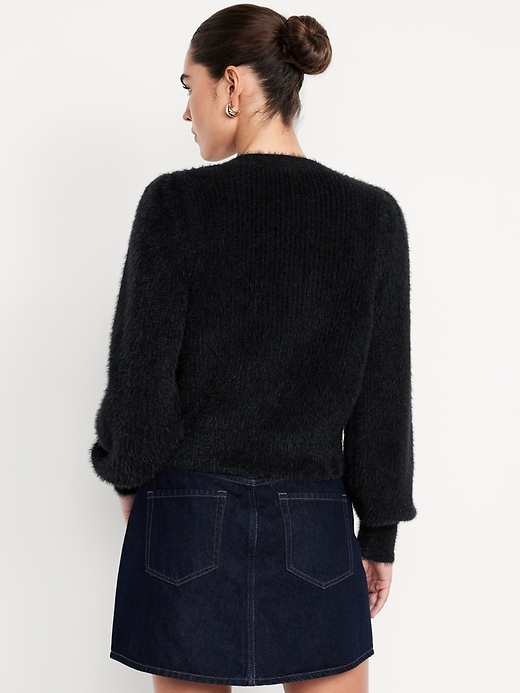 Image number 2 showing, Cropped Eyelash Cardigan Sweater