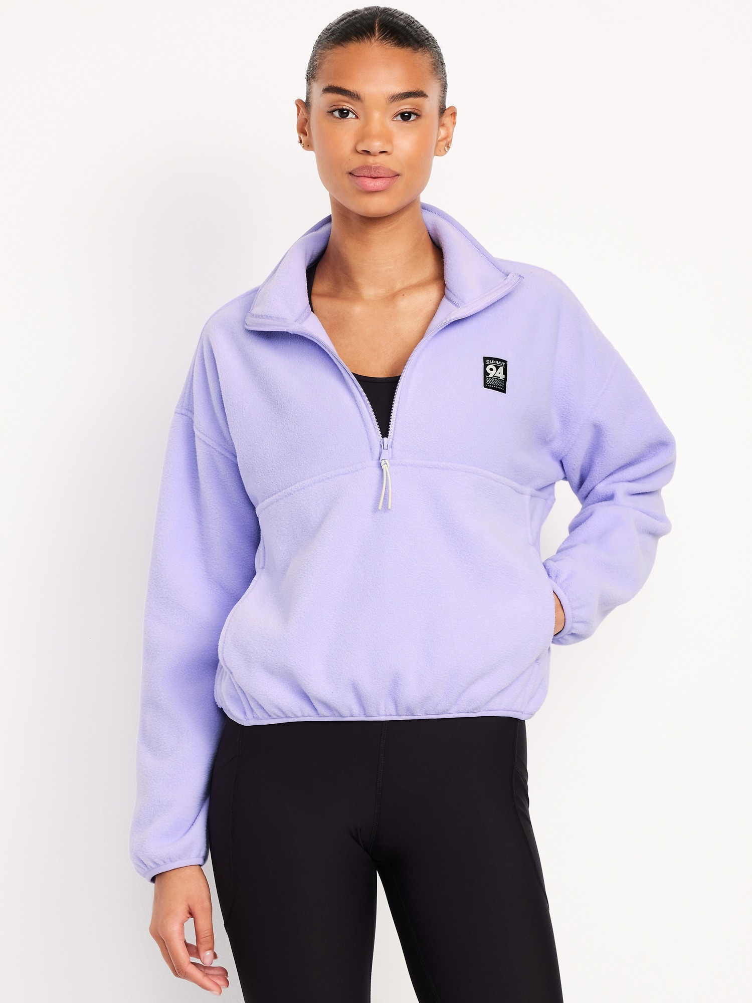 Oversized Performance Microfleece Cropped Half Zip