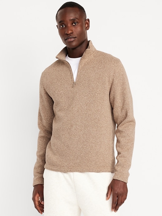 Image number 1 showing, Sweater-Knit Fleece Quarter-Zip Pullover