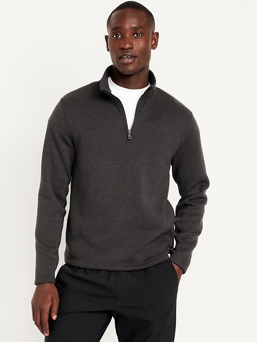 Image number 1 showing, Sweater-Knit Fleece Quarter-Zip Pullover