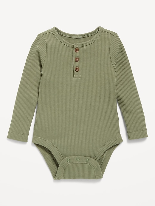 Image number 1 showing, Long-Sleeve Ribbed Henley Bodysuit for Baby
