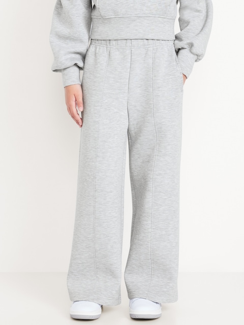 High-Waisted Bounce Fleece Wide-Leg Sweatpants for Girls - Light Heather Gray