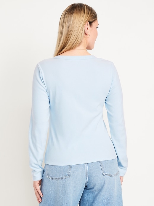 Image number 5 showing, Long-Sleeve Cozy V-Neck Top